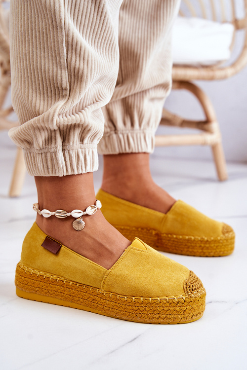 Nazouvací semišové espadrilky žlute Lesley