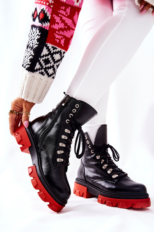 Polstrované kožené pracovní boty Černé Kelley