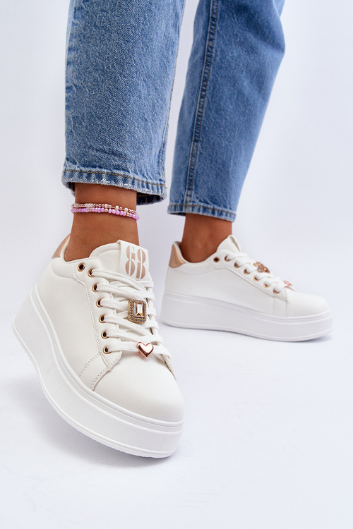 Dámské boty na platformě s ozdobami bílé Herbisa