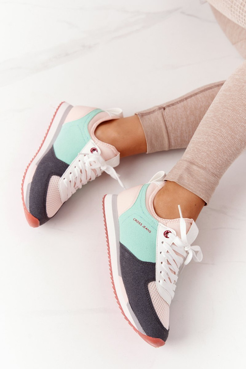 Dámské Tenisky Memory Foam CROSS JEANS HH2R4049C Zelené-Růžové