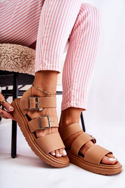 Camel Reese Buckle Sandals
