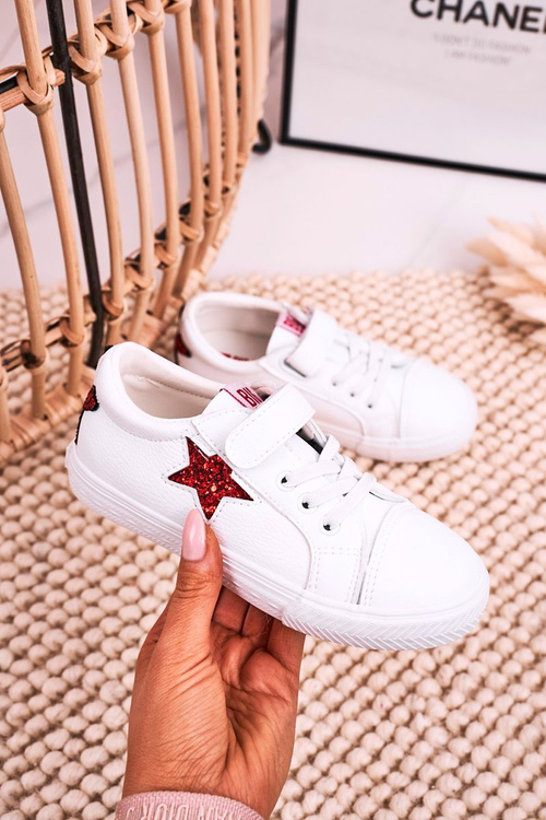 Detské kožené tenisky s hviezdou veľkou hviezdou DD374102 biela