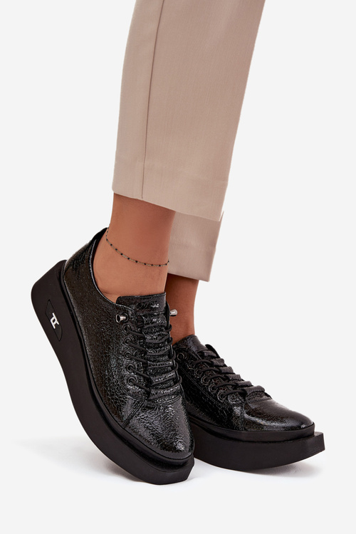 Kožené lakované dámské polobotky na platformě Artiker 57C2041 Černé