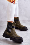 Dámské zateplené boty Jodhpur boty s páskem zelené Jose
