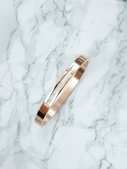 Dámský Náramek Ocel se zirkonem růžový zlatý Crystal