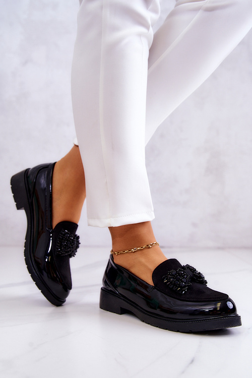 Elegantní Lakované Mokasíny Loafery Černé S.Barski HY51-318 Belize