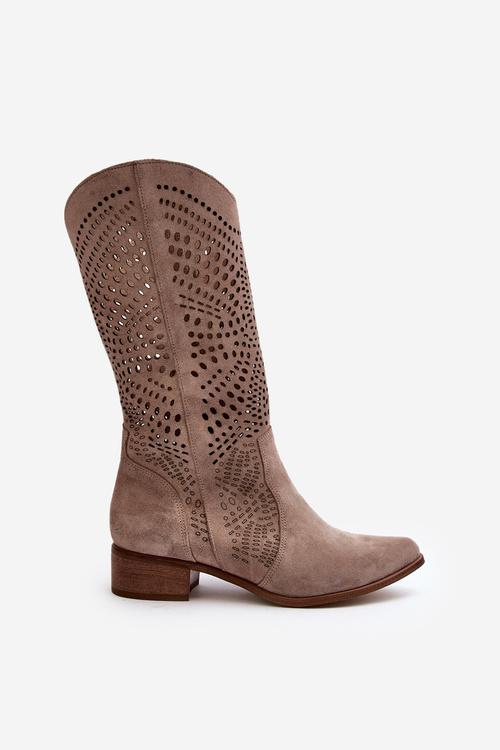 Zazoo 3305/P cappucino Openwork Calf Boots.