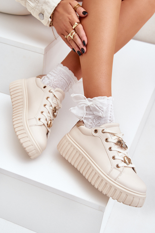 Dámske Tenisky S Stužkami Béžové Grelesi