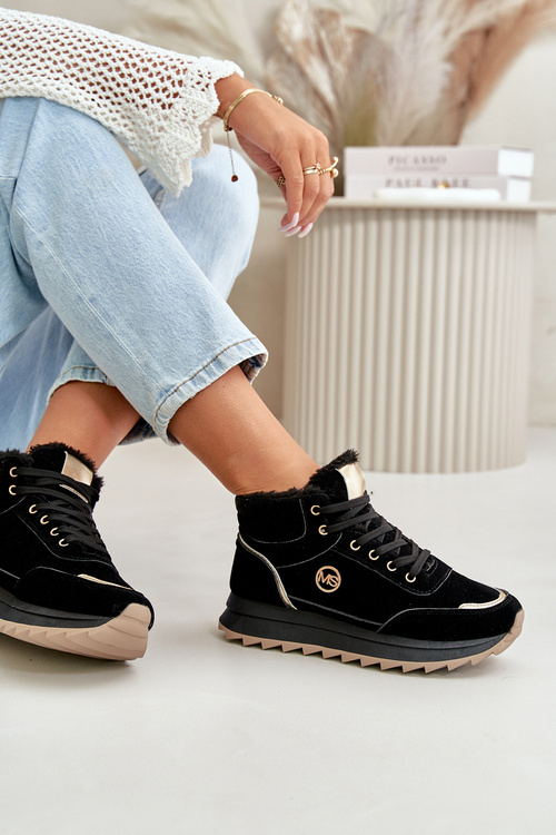 Čižmy Športové Topánky Dámske Zateplené Na Platforme Čierne Ariatte