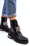 Dámské zateplené pracovní boty zdobené černé Lennen