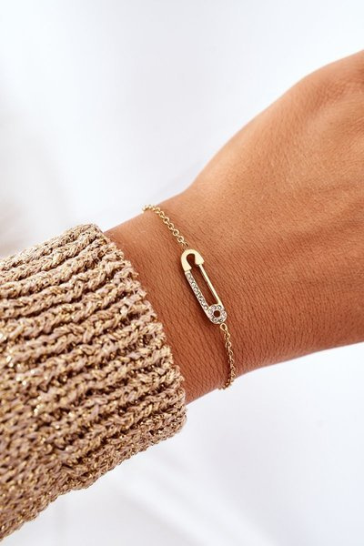 Náramek Se Zavíracím špendlíkem Se Zirkony Zlatý