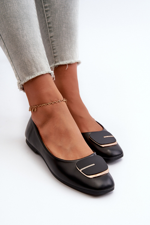 Dámske balerínky z ekokože s ozdobou Čierne Edoslli