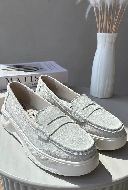 Dámské Semišové Mokasíny Světle Béžové Filidia