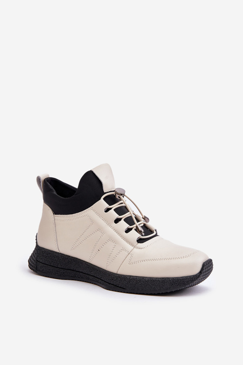 Zateplené Športové Kožené Topánky Na Zips Béžové Artiker 55C0038