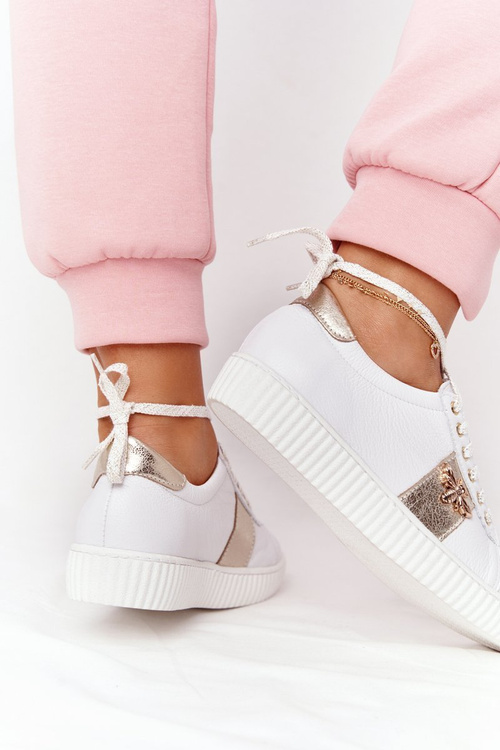 Dámské Kožené Tenisky Lewski Shoes 2786-0 Bílé-Zlaté