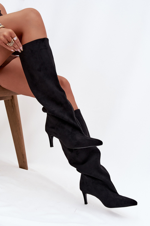 Slip-on dámske čižmy na podpätku čierne Taffine