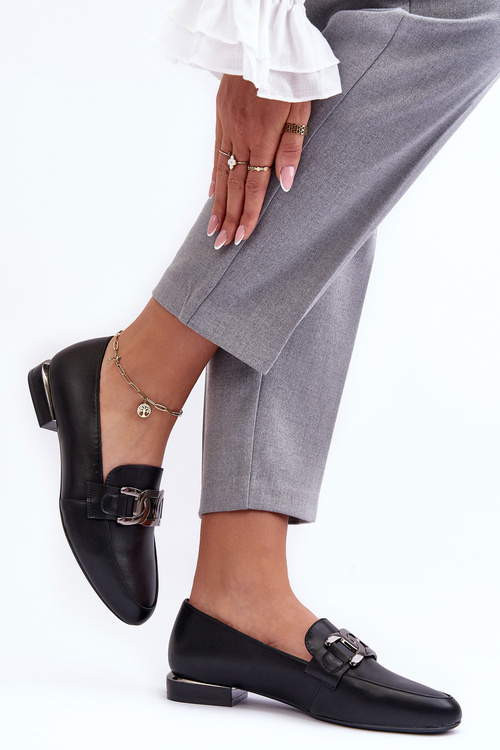 Dámske mokasíny s dekoráciou čierna Camilena