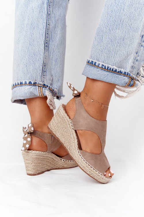 Klínové Sandály S Copánky Béžové Mykonos