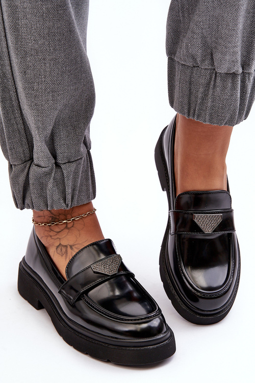 Dámské mokasíny na plochém podpatku černé Venla