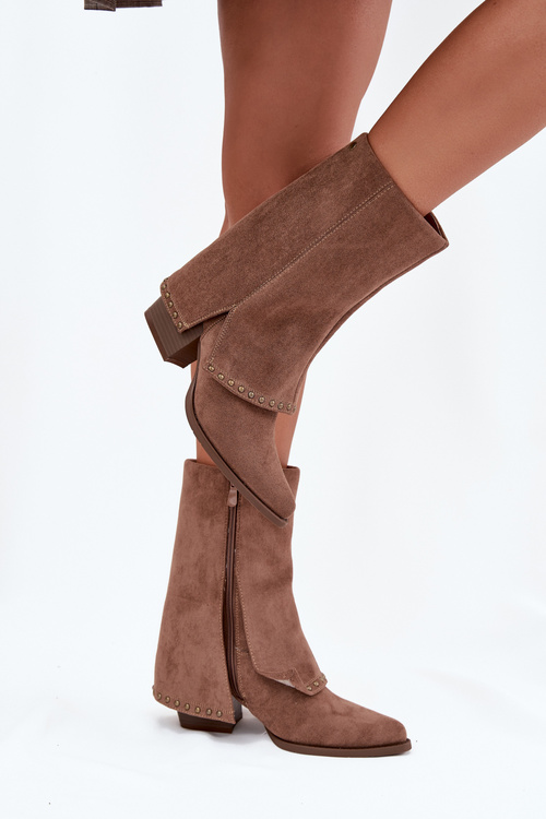 Dámské zimní kozačky s otočeným lemem Vinceza 16516 Béžové