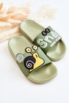 Lehké dětské pantofle zelené Snail