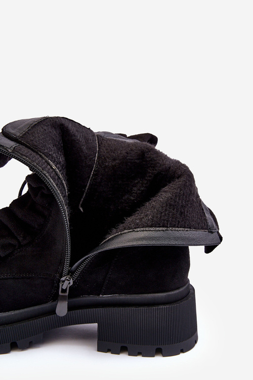 Kožené zateplené boty Workery na plochém podpatku černé Nacelle
