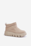 Zazoo 60470 Kožené boty zateplené vlnou na platformě světle béžové