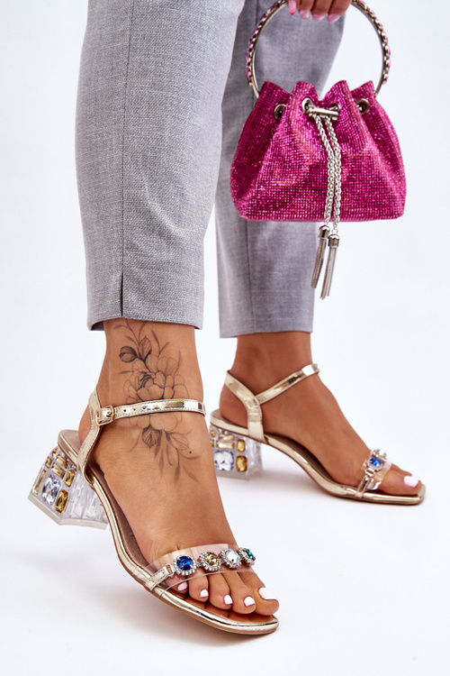 Dámske podpätky so zlatými kryštálmi Esma