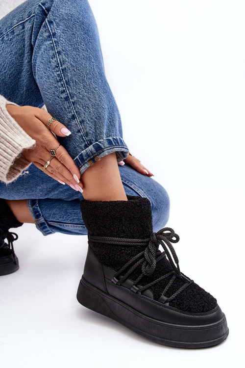 Dámske snehové topánky na platforme čierna Ahatissa