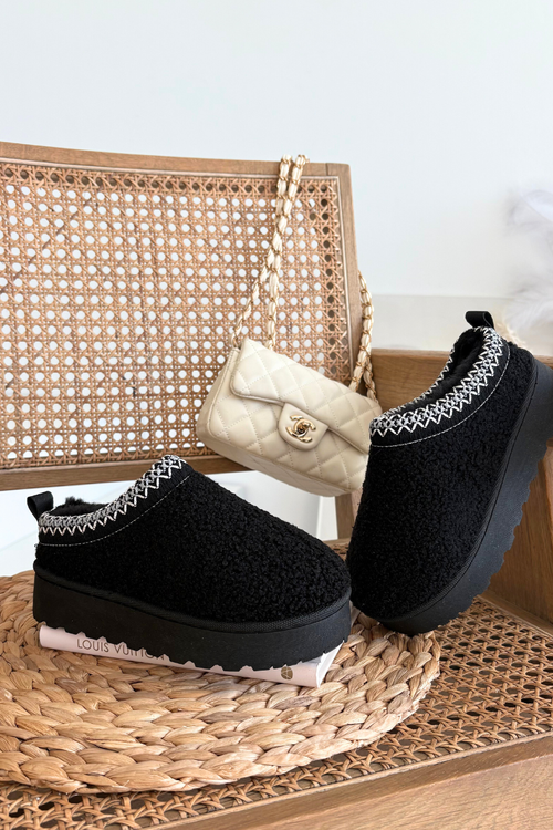 Dětské mládežnické sněhule s beránkovou kožešinou Černé Selathiel