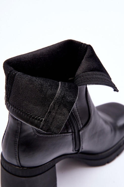 Kožené dámské boty na masivním podpatku černé Fllavie