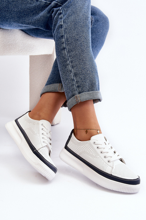 Dámské kožené sportovní boty Tenisky bílo-modré Failla