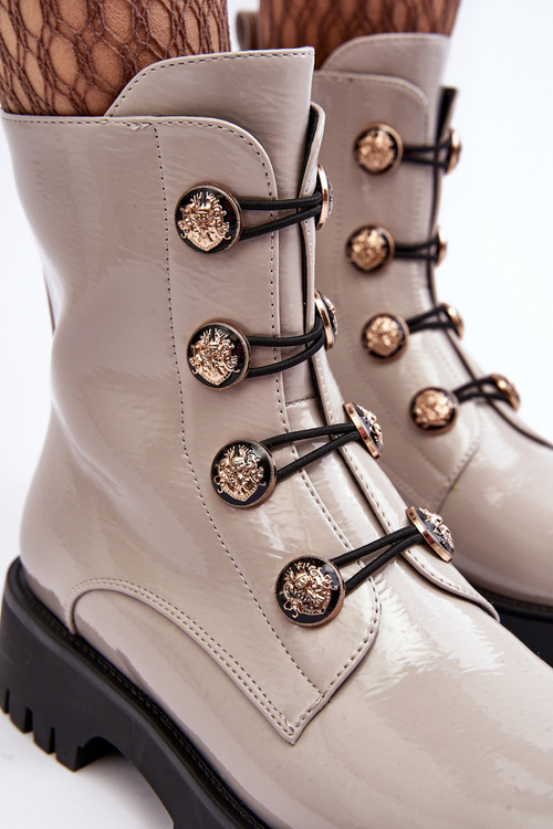 Dámské zateplené boty s ozdobnými knoflíky D&A MR870-51 Světle béžová