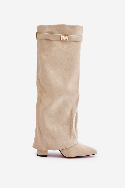 Čižmy Na Opätku S Otočeným Zvrškom Zateplené Svetlo Béžové Urelli