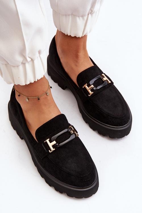 Dámske mokasíny s ozdobou čierne Omavia