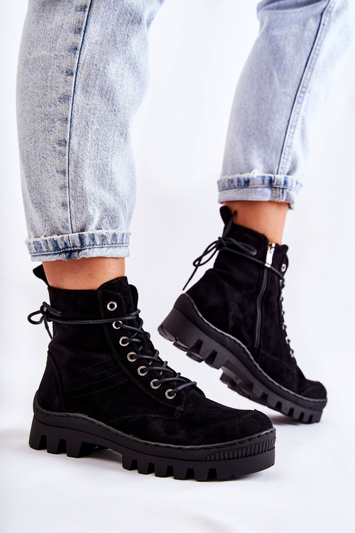 Suede Trappers S prošíváním Černé Layden