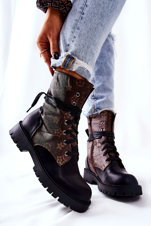 Kožené boty Hnědočerné Lonevis