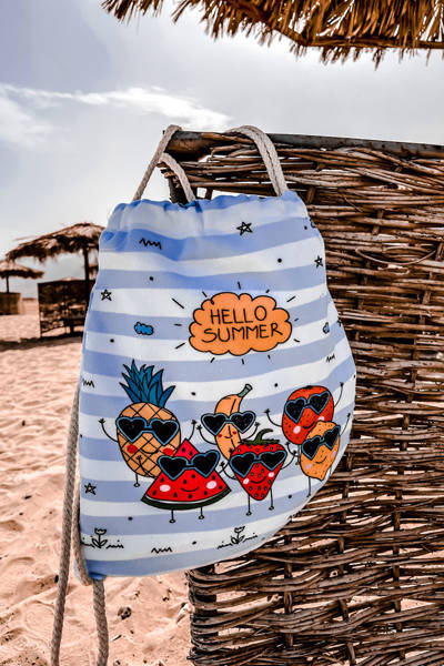 Batoh Bag Towel 3v1 Bílé a modré pruhy