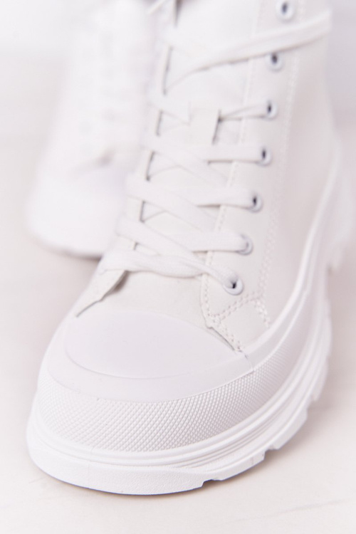 Dámské Kožené Tenisky Na Velké Podrážce Bílé Trissy