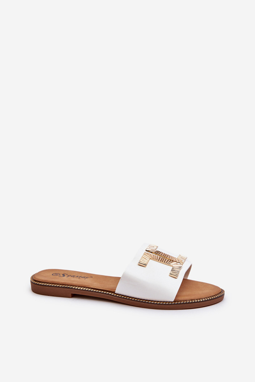 Dámske bielé žabky s ozdobou Ollavia