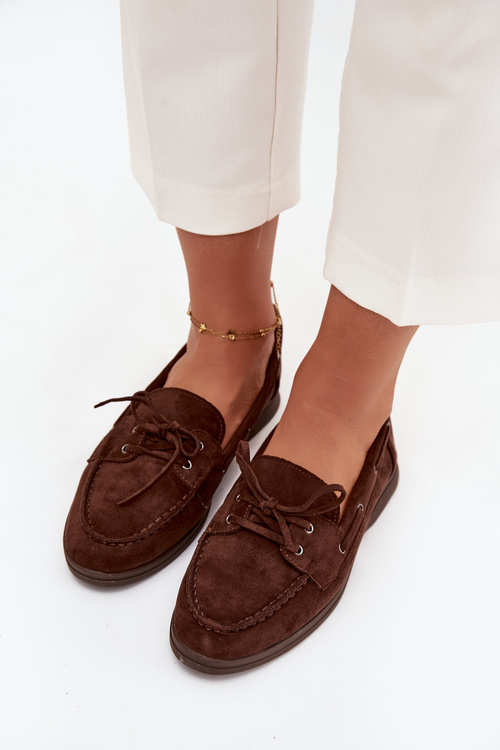 Polobotky Mokasiny Dámské Ploché S Šňůrkou Čokoládové Zalina