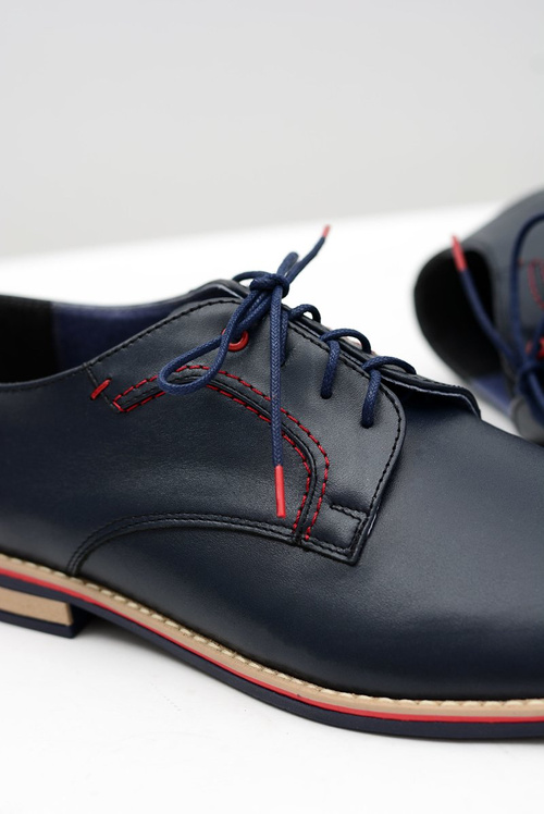 Pánske topánky Bednarek Elegantné kožené námornícke modré pietro