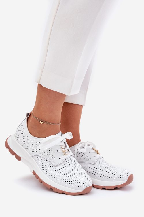 Kožené Dámske Poltopánky S Klipom Artiker 54C1810 Biele