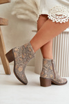 Dámske Krajkové Čižmy Na Zips Zvierací Vzor Zlaté Merisine