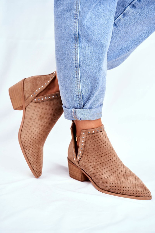 Dámské Kotníkové Boty Na Podpatku Béžové Margate