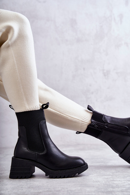 Dámské teplé kozačky na podpatku černé Abella