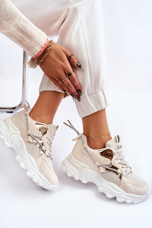 Dámske šupky športovej obuvi na platforme Beige Minea