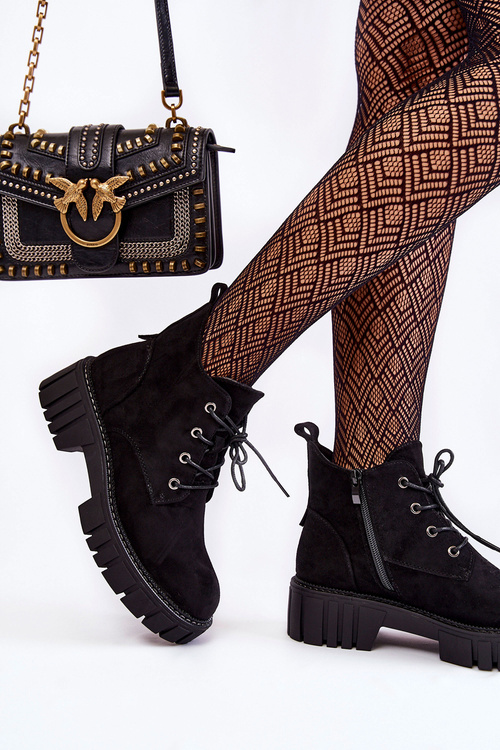 Semišové teplé šněrovací boty Černe Bjorg