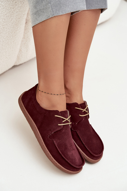 Dámské polobotky typu barefoot z přírodního semiše Zazoo 327 bordó