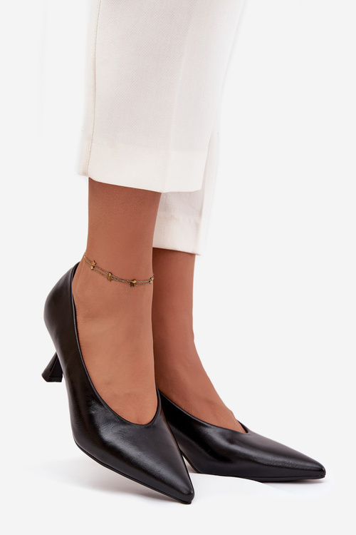 Lakované lodičky na ihlovom podpätku Čierne Gavrielle